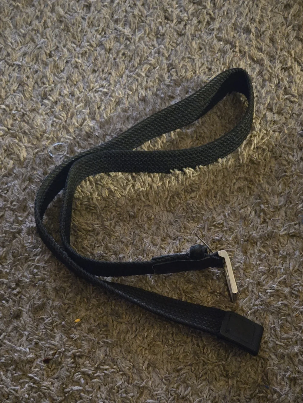Black Woven Fabric Belt with Silver Buckle